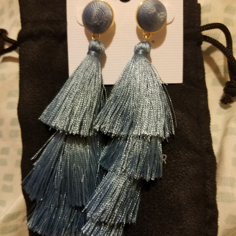 Subscription box Blue fringe tassel earrings